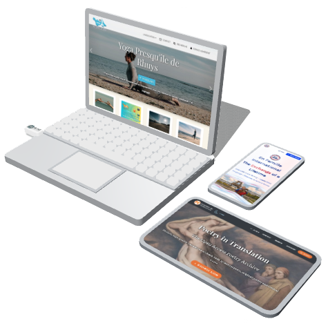 Responsive website shown on laptop, tablet and phone