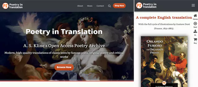 Poetry in Translation - aperçu du site