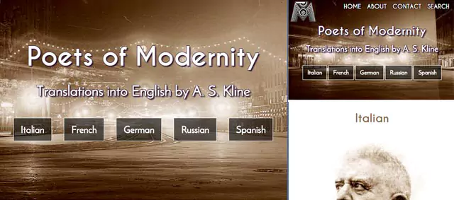 Poets of Modernity - aperçu du site